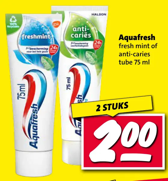 Aanbieding: Aquafresh fresh mint of anti-caries