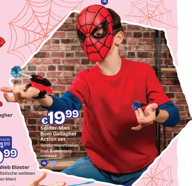 Aanbieding: Spider-Man Bom Gallagher Action set Spidermanmasker met 2 shooters