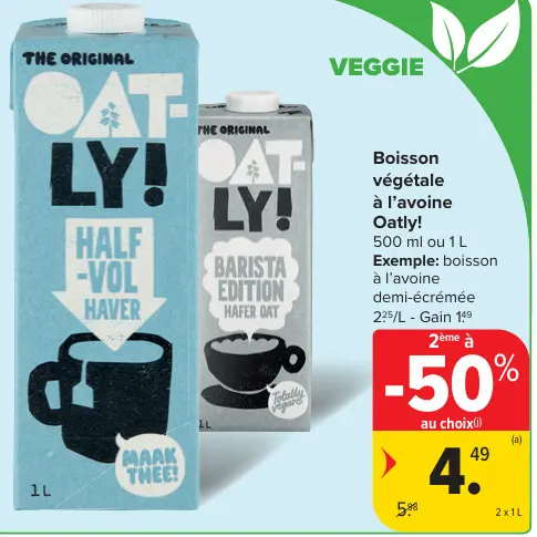Offre: Boisson végétale à l'avoine Oatly!