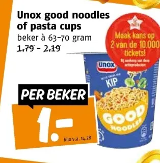 Aanbieding: Unox good noodles of pasta cups