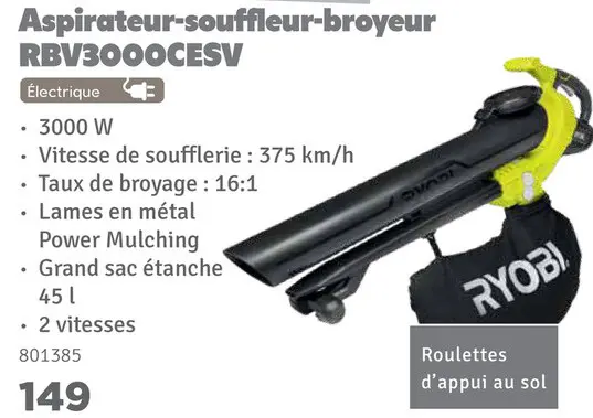 Offre: Aspirateur souffleur broyeur RBV3000CESV