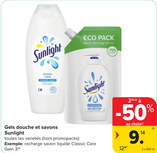 Offre: Gels douche et savons