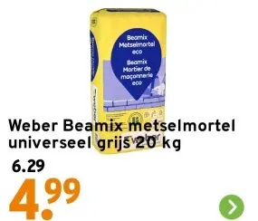 Aanbieding: Metselmortel universeel grijs 20 kg