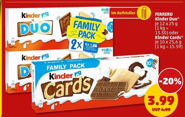 Aanbieding: Kinder Duo oder Kinder Cards