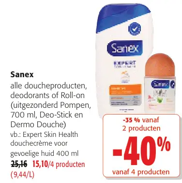 Promotie: Sanex alle doucheproducten, deodorants of Roll-on