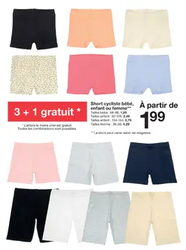 Offre: Short cycliste bébé, enfant ou femme