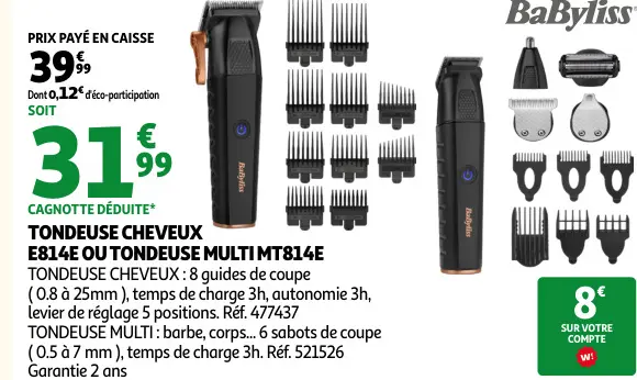 Promotie: Tondeuse cheveux e814e ou tondeuse multi mt814e
