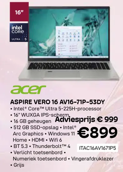 Promotie: Aspire vero 16 av16-71p-53dy