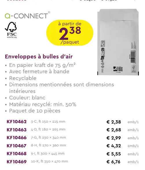 Offre: Enveloppes à bulles d'air