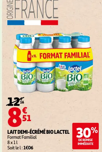 Promotie: Lait demi-écrémé bio