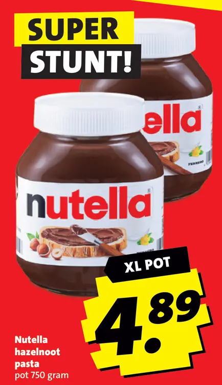Aanbieding: Nutella hazelnoot pasta