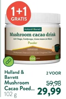 Aanbieding: Holland & Barrett Mushroom Cacao Poed...