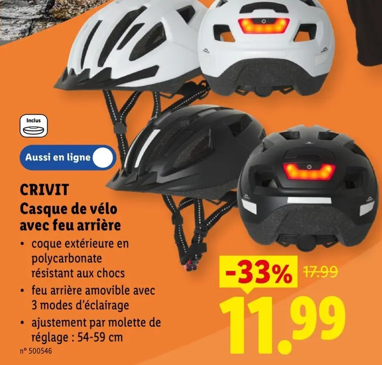 Offre: Casque de vélo avec feu arrière