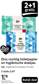 Aanbieding: Etos vochtig toiletpapier en hygiënische doekjes