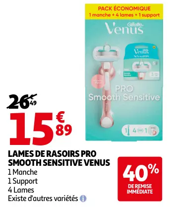 Promotie: Lames de rasoirs pro smooth sensitive Venus