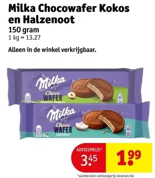 Promotie: Milka Chocowafer Kokos en Halzenoot