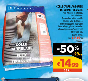 Aanbieding: COLLE CARRELAGE GRISE DE NORME FLEX C2TE