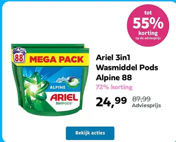 Aanbieding: Ariel 3in1 Wasmiddel Pods Alpine