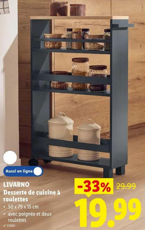 Offre: LIVARNO Desserte de cuisine à roulettes