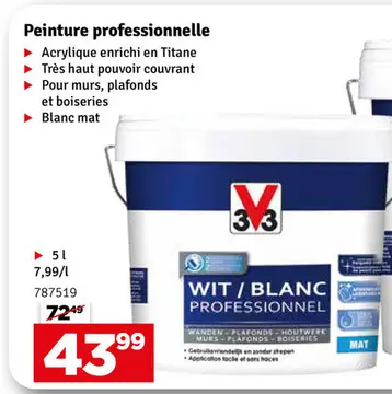 Aanbieding: Peinture Professionnel blanche mate 5 L V33