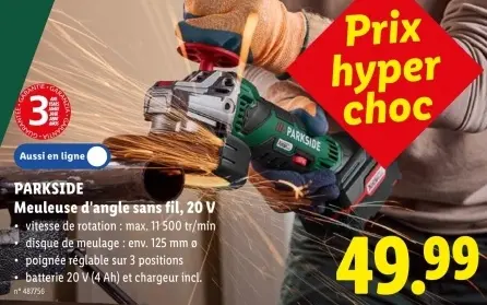 Offre: Meuleuse d'angle sans fil, 20 V
