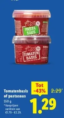 Aanbieding: Tomatenbasis of pastasaus