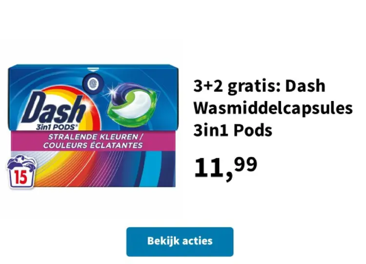 Promotie: Dash Wasmiddelcapsules 3in1 Pods