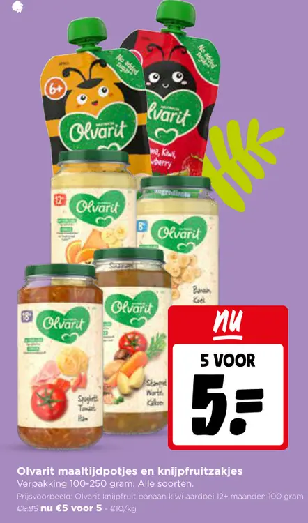 Promotie: Olvarit maaltijdpotjes en knijpfruitzakjes