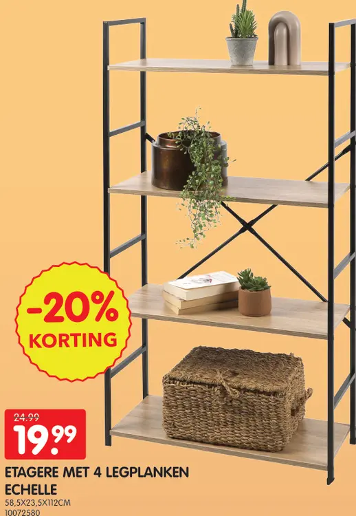 Promotie: Etagere met 4 legplanken Echelle