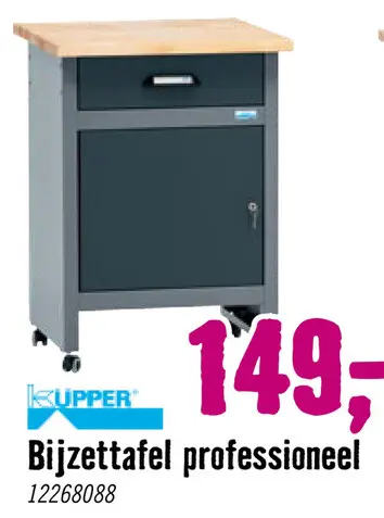 Aanbieding: KÜPPER Werkbank 60x84x60 cm met wielen antraciet-grijs (1 deur, 1 lade)