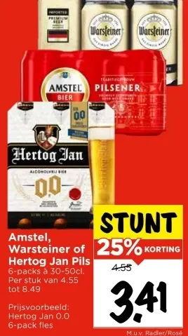 Aanbieding: Amstel, Warsteiner of Hertog Jan Pils