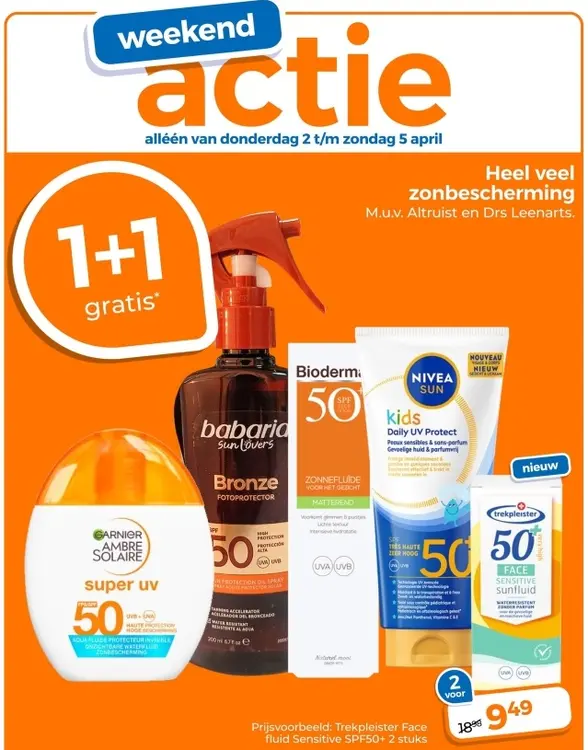 Aanbieding: Heel veel zonbescherming, zoals: Trekpleister Face fluid Sensitive SPF50+