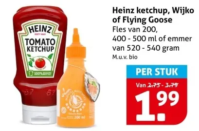 Aanbieding: Heinz ketchup, Wijko of Flying Goose