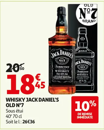 Offre: Whisky JACK DANIEL'S old n°7