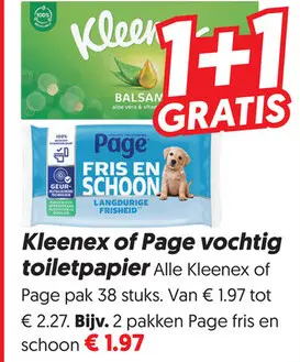 Aanbieding: Kleenex of Page vochtig toiletpapier