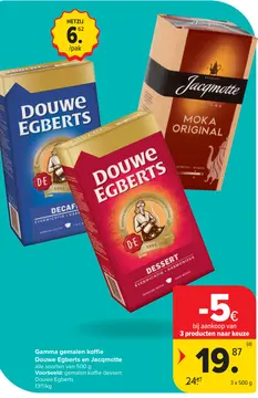 Aanbieding: Gamma gemalen koffie Douwe Egberts en Jacqmot