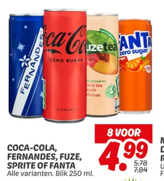 Aanbieding: Coca-cola, Fernandes, Fuze, Sprite of Fanta