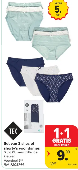 Promotie: Set van 3 slips of shorty's voor dames