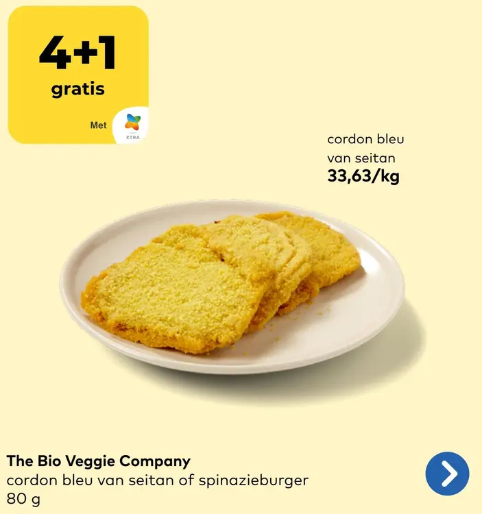 Promotie: Cordon bleu van seitan of spinazieburger