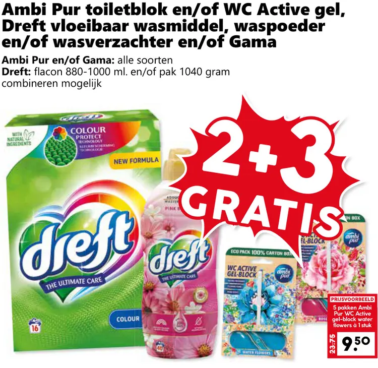 Aanbieding: Toiletblok en/of WC Active gel, vloeibaar wasmiddel, waspoeder en/of wasverzachter