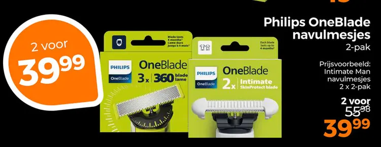 Aanbieding: Philips OneBlade navulmesjes