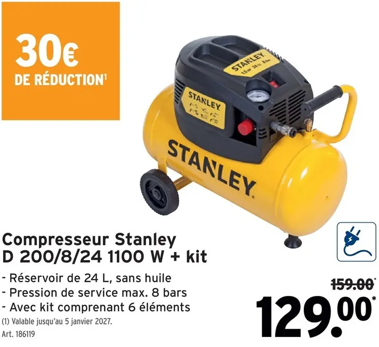 Offre: Compresseur D 200/8/24 1100 W + kit