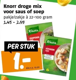 Aanbieding: Knorr droge mix voor saus of soep