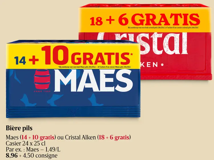 Offre: Maes | Bière blde | Pils | 5.2%ALC | 14+10