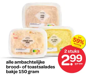 Aanbieding: alle ambachtelijke brood- of toastsalades