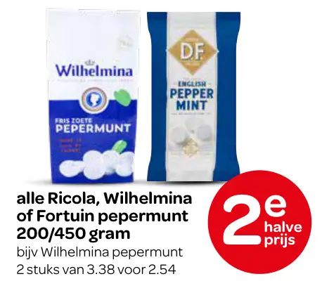 Aanbieding: Ricola, Wilhelmina of Fortuin pepermunt