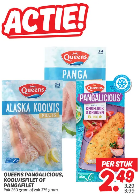 Aanbieding: Queens pangalicious, koolvisfilet of pangafilet