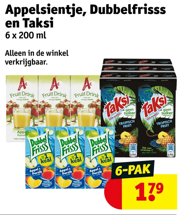Aanbieding: Appelsientje, Dubbelfrisss en Taksi