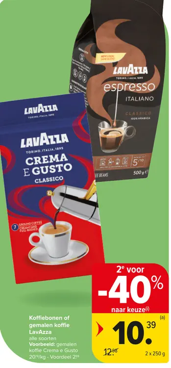 Promotie: Koffiebonen of gemalen koffie LavAzza