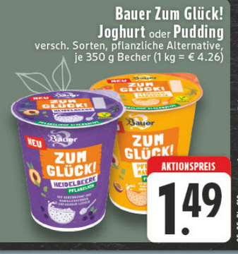 Aanbieding: Bauer Zum Glück! Joghurt oder Pudding